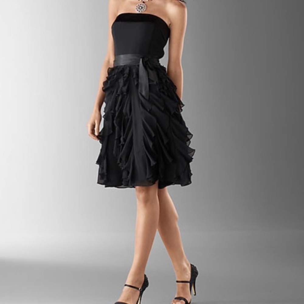 WHBM Ruffled Strapless Little Black Dress